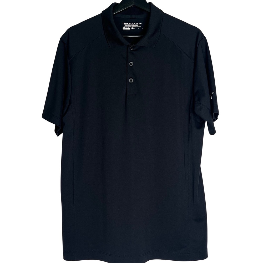 Nike Golf Tour Performance Dri-FIT Mens Polo Shirt Black Short Sleeve Size M
